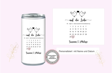 Prosecco Banderole PERSONALISIERT Aufkleber Sticker Kalender für JGA, Hochzeit, Getränke-Dosen-Banderole Liebe von Lüttentüddel®